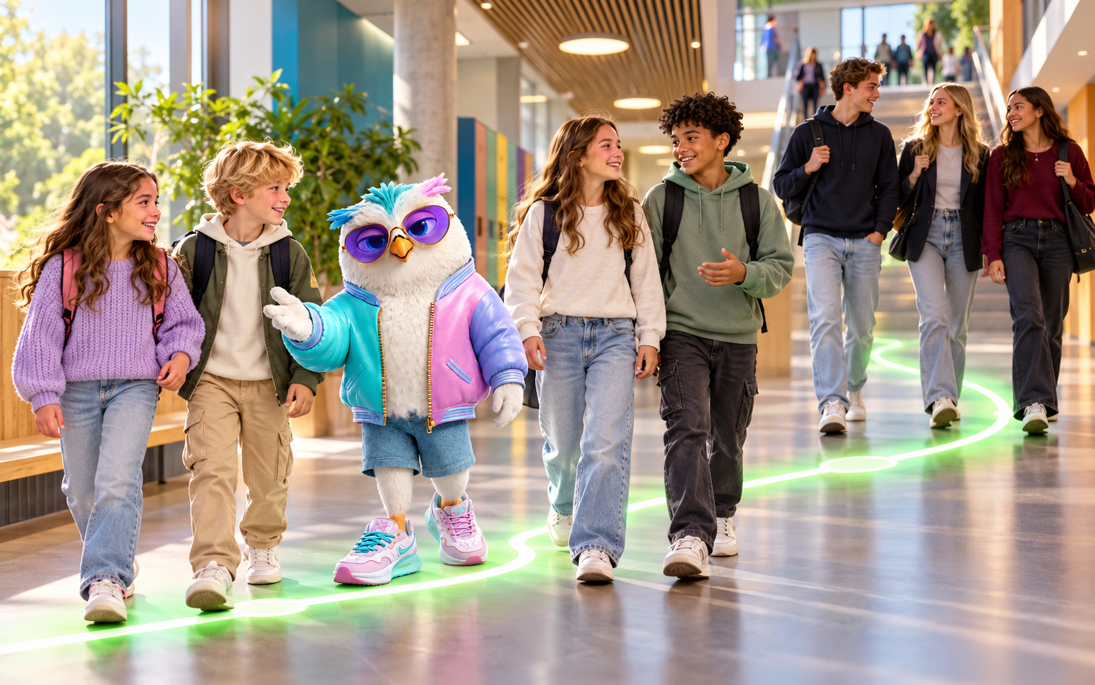 Penny en een docent geven samen een actieve geldles